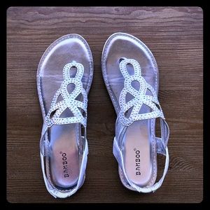 Silver beaded dress sandals